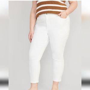 Old Navy NWT Womens Plus TALL 14 Super Skinny Ankle Mid-rise White Stretch Jean